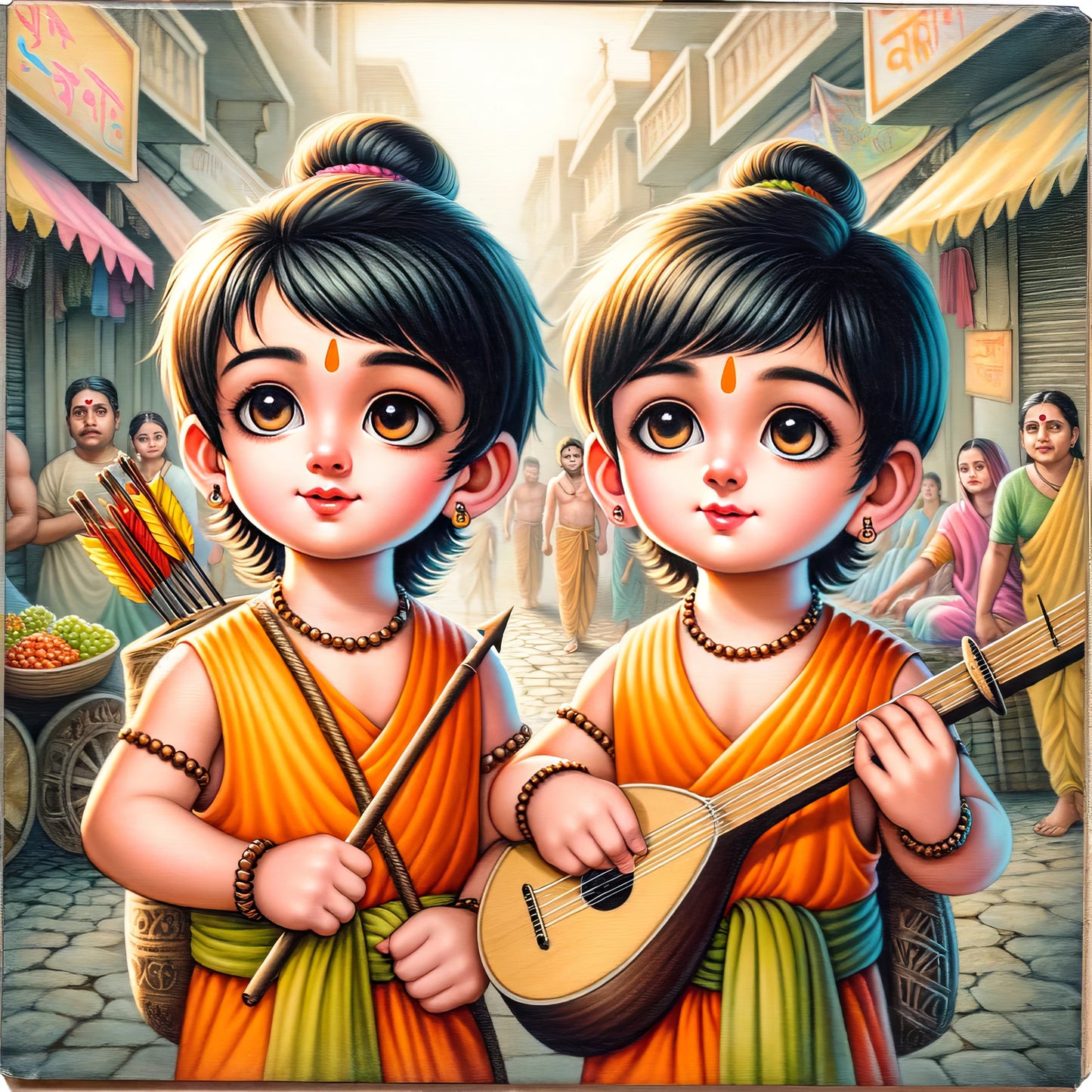 90mm x 90mm Glossy Photo Print of Cute Luv and Kush 110010