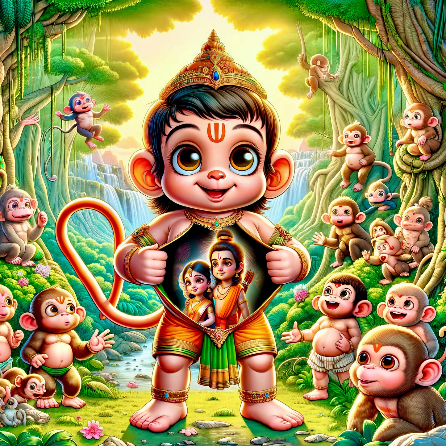 90mm x 90mm Glossy Photo Print of Lord Hanuman 110012