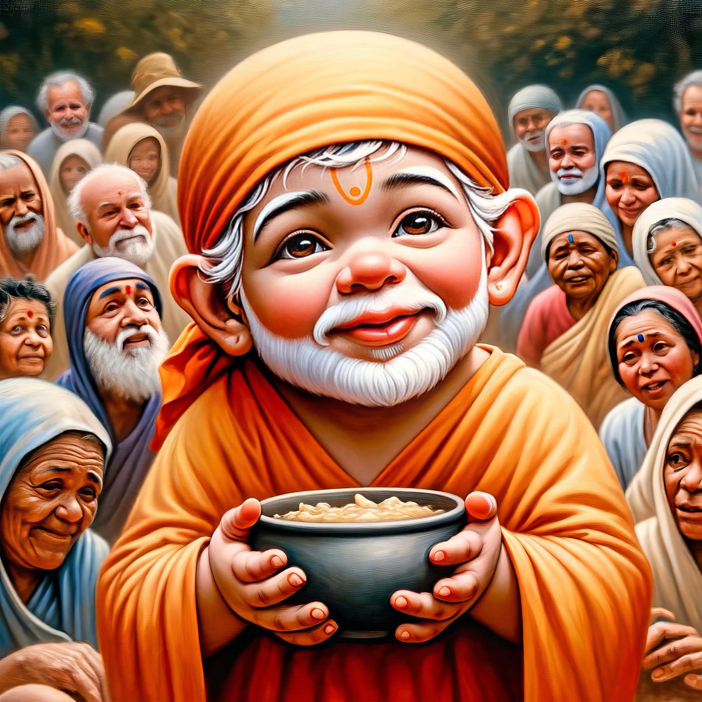 90mm x 90mm Glossy Photo Print of Cute Sai Baba 110034