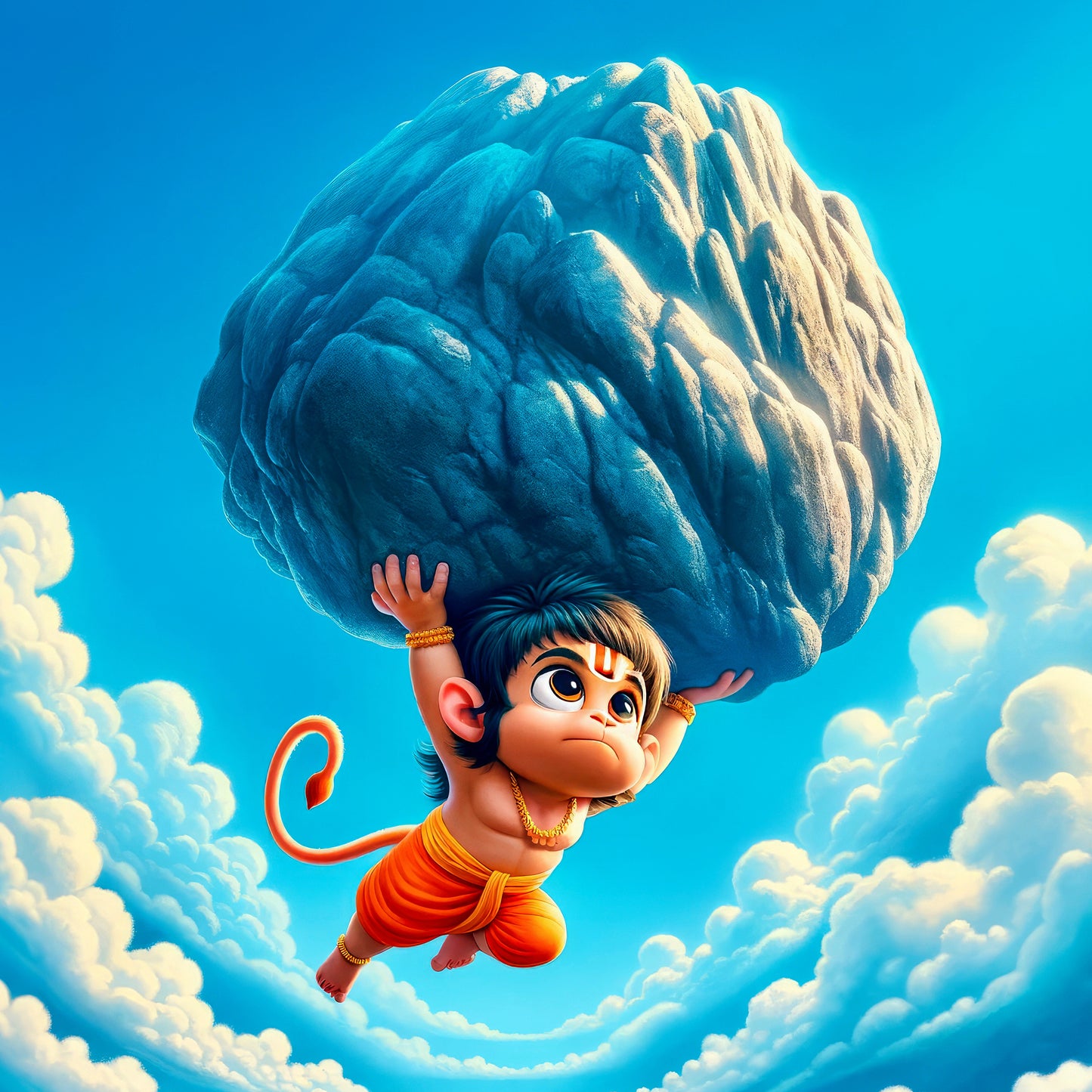 63mm Square Fridge Magnet of Cute Lord Hanuman 110036