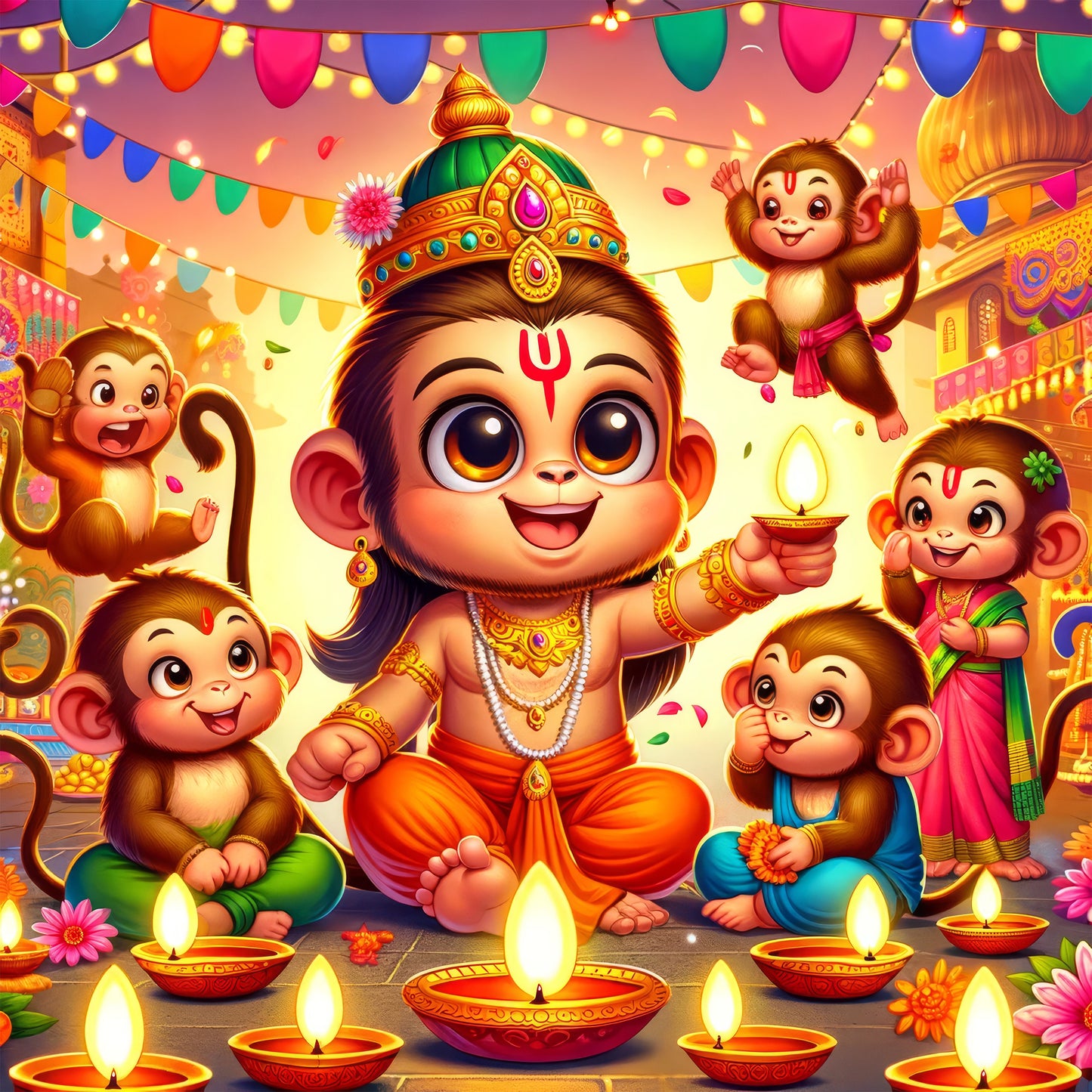 90mm x 90mm Glossy Photo Print of Lord Hanuman 110047