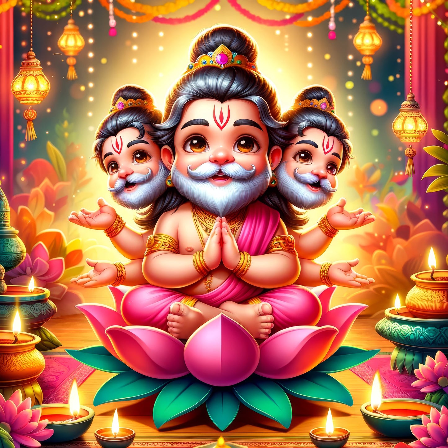 63mm Square Fridge Magnet of Lord Bramha 110053