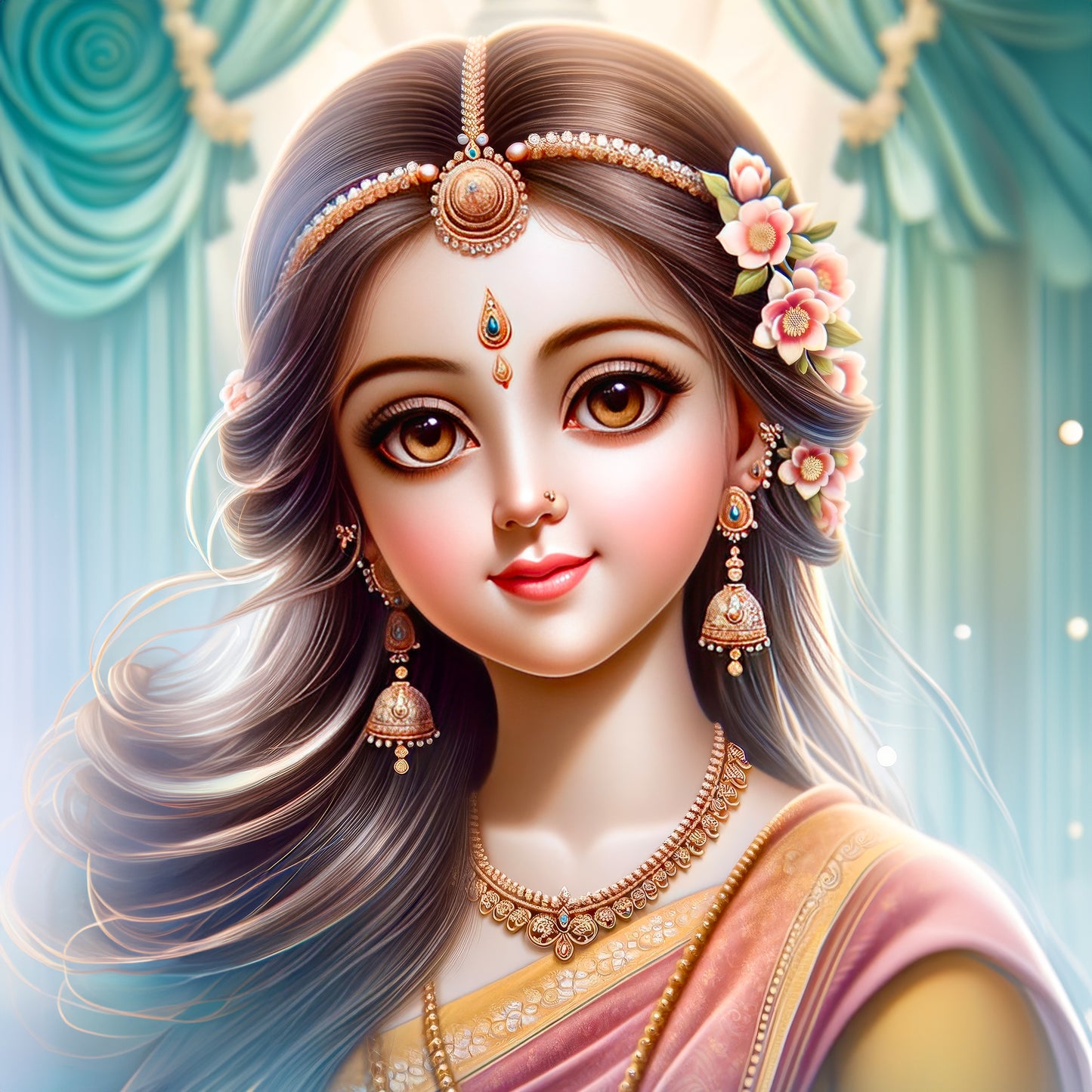 63mm Square Fridge Magnet of Goddess Radharani 110057