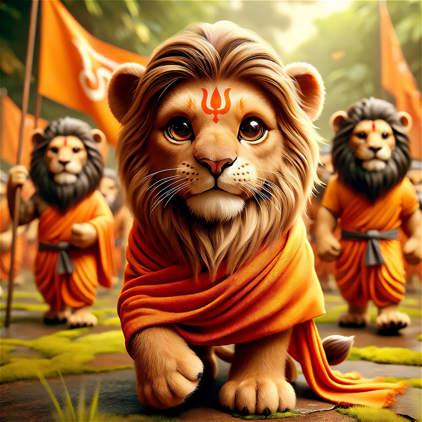 90mm x 90mm Glossy Photo Print of Cute Hindu Tiger 110059