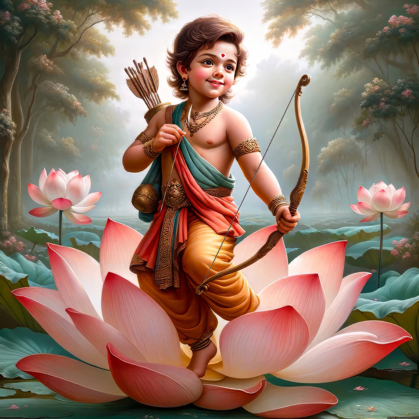 63mm Square Fridge Magnet of Cute Shree Ram 110061