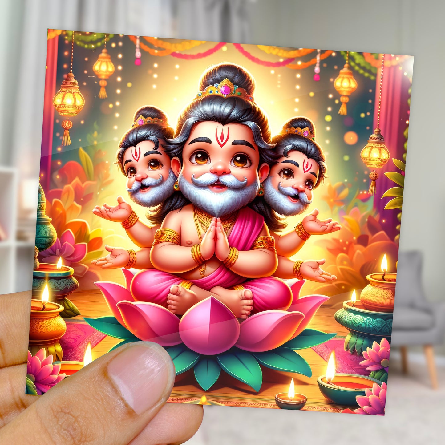 90mm x 90mm Glossy Photo Print of Lord Bramha 110053