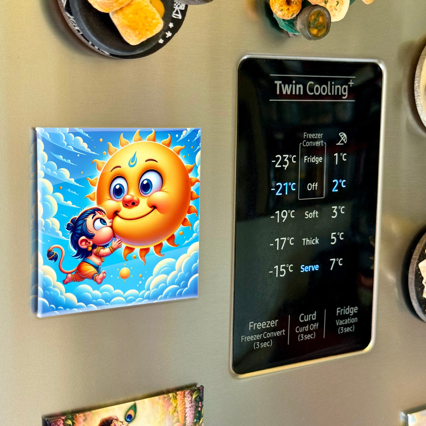 63mm Square Fridge Magnet of Cute Lord Bal Hanuman 110044