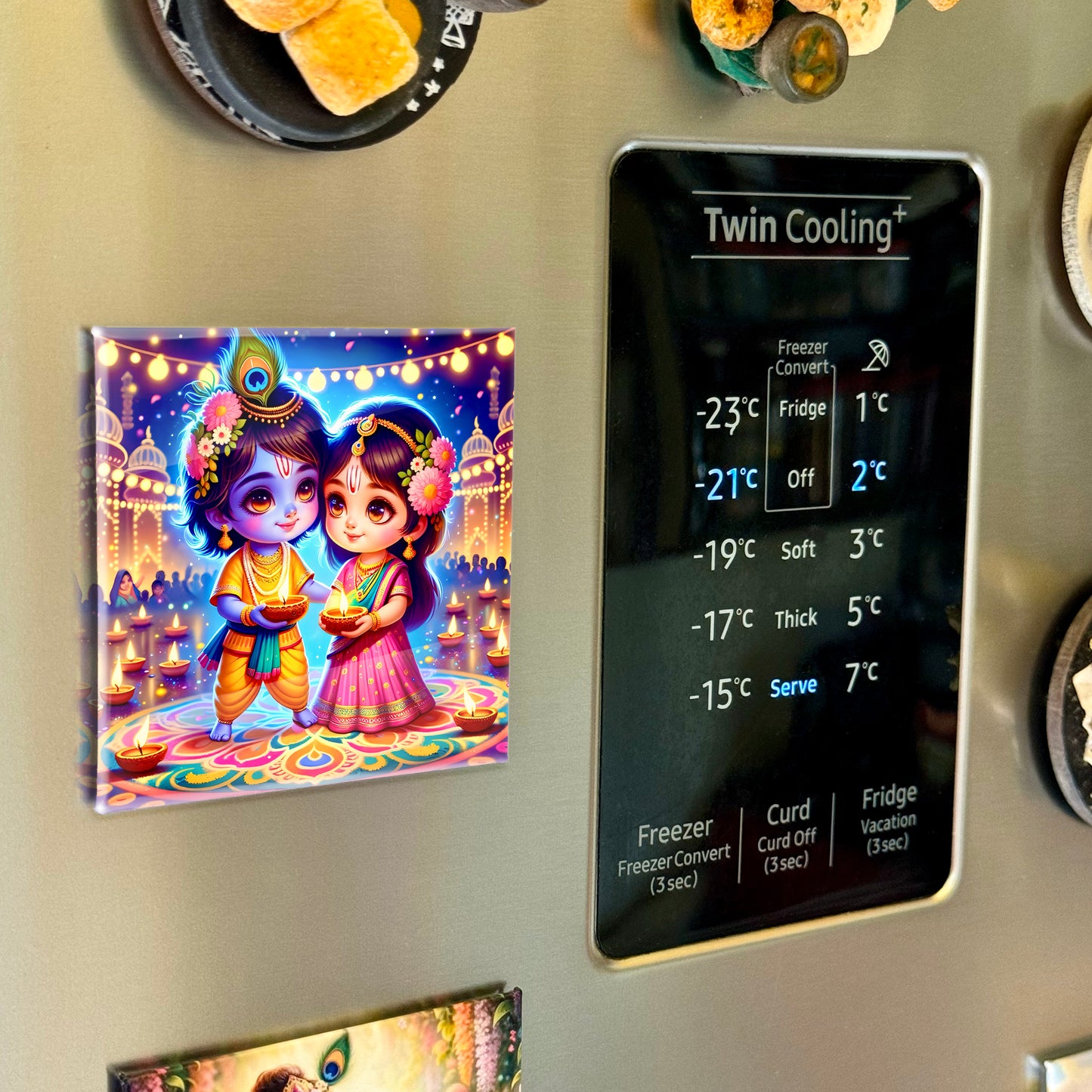 63mm Square Fridge Magnet of Lord Radha Krishna 110048