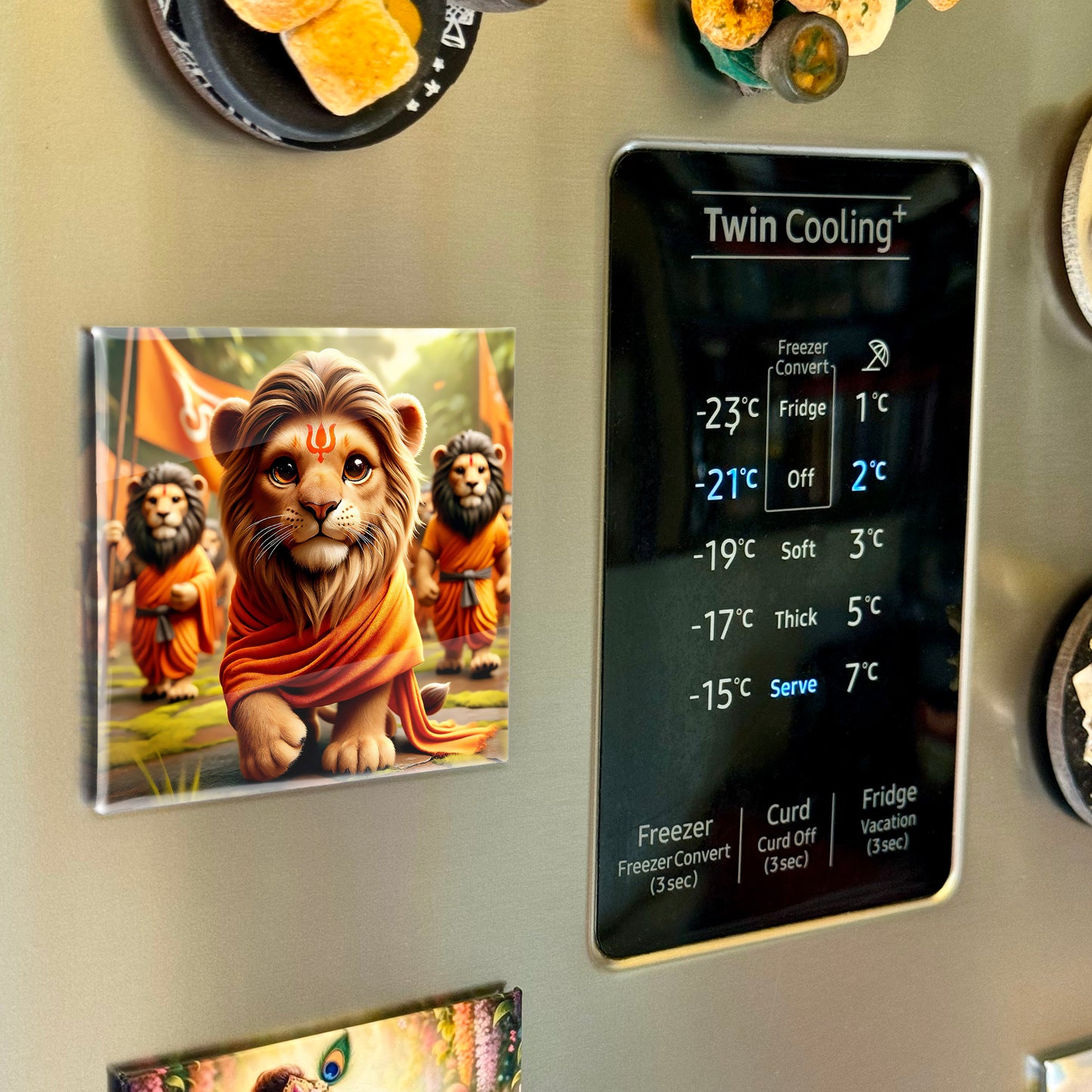 63mm Square Fridge Magnet of Cute Hindu Tiger 110059