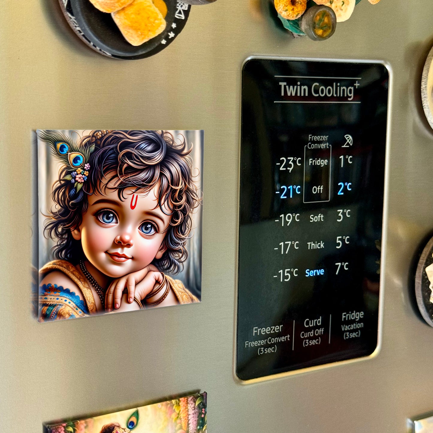 63mm Square Fridge Magnet of Cute Lord Krishna 110002