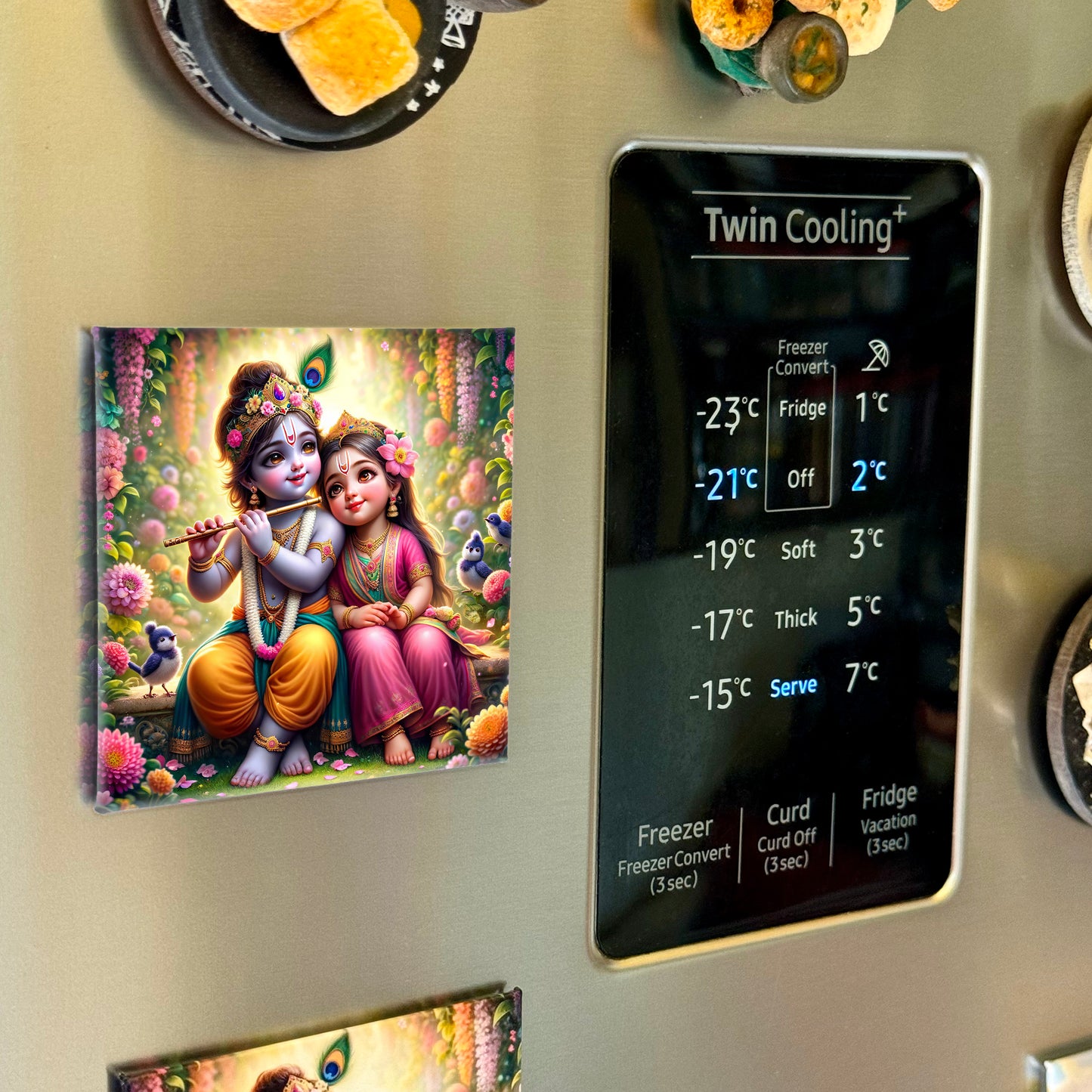 63mm Square Fridge Magnet of Cute Lord Radha Krishna 110005