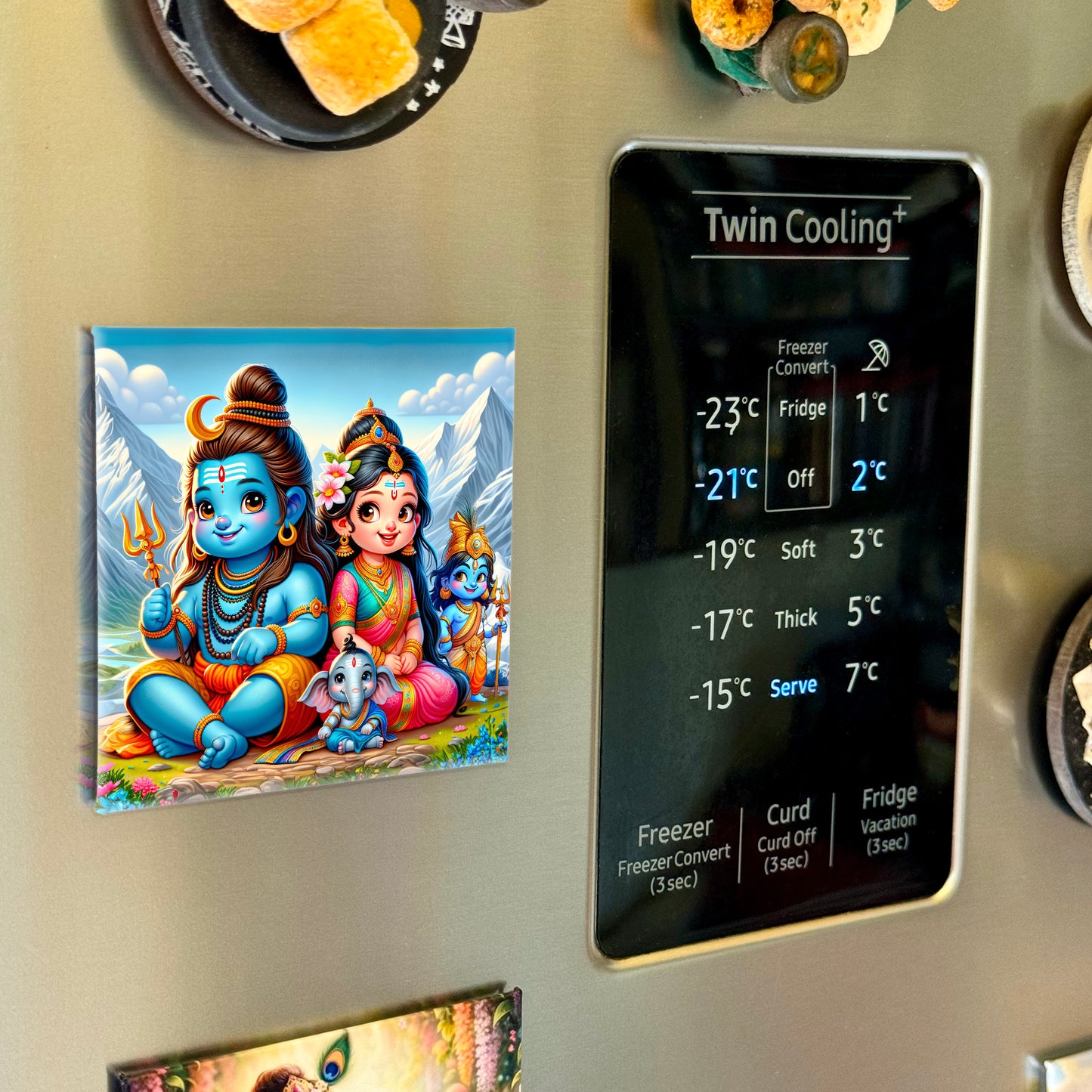 63mm Square Fridge Magnet of Lord Shiva Parvati Family 110006