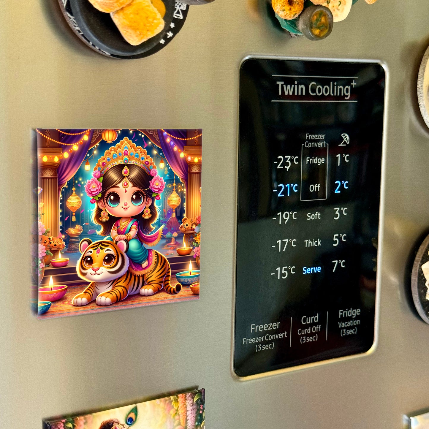 63mm Square Fridge Magnet of Cute Goddess Amba Maa 110008