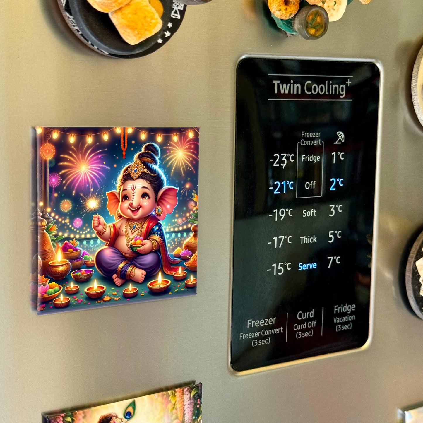 63mm Square Fridge Magnet of Cute Lord Ganesha 110019