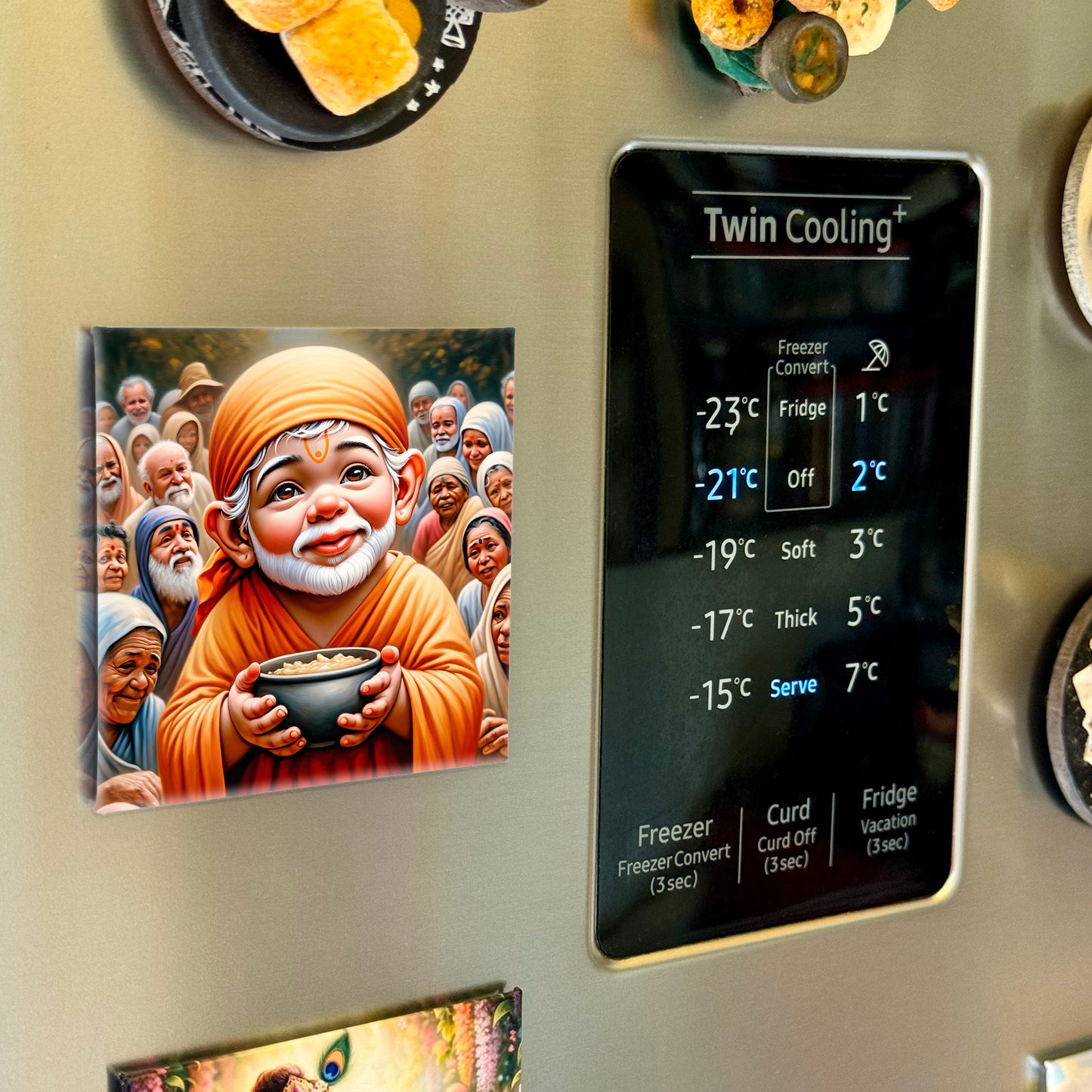 63mm Square Fridge Magnet of Cute Sai Baba 110034