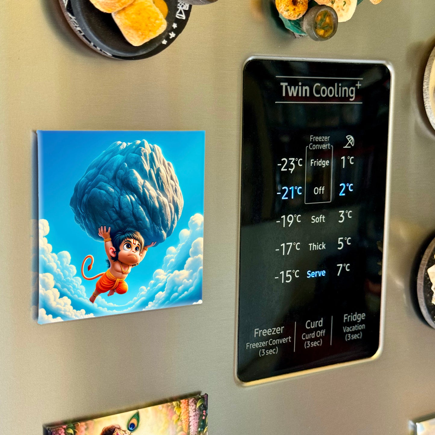 63mm Square Fridge Magnet of Cute Lord Hanuman 110036