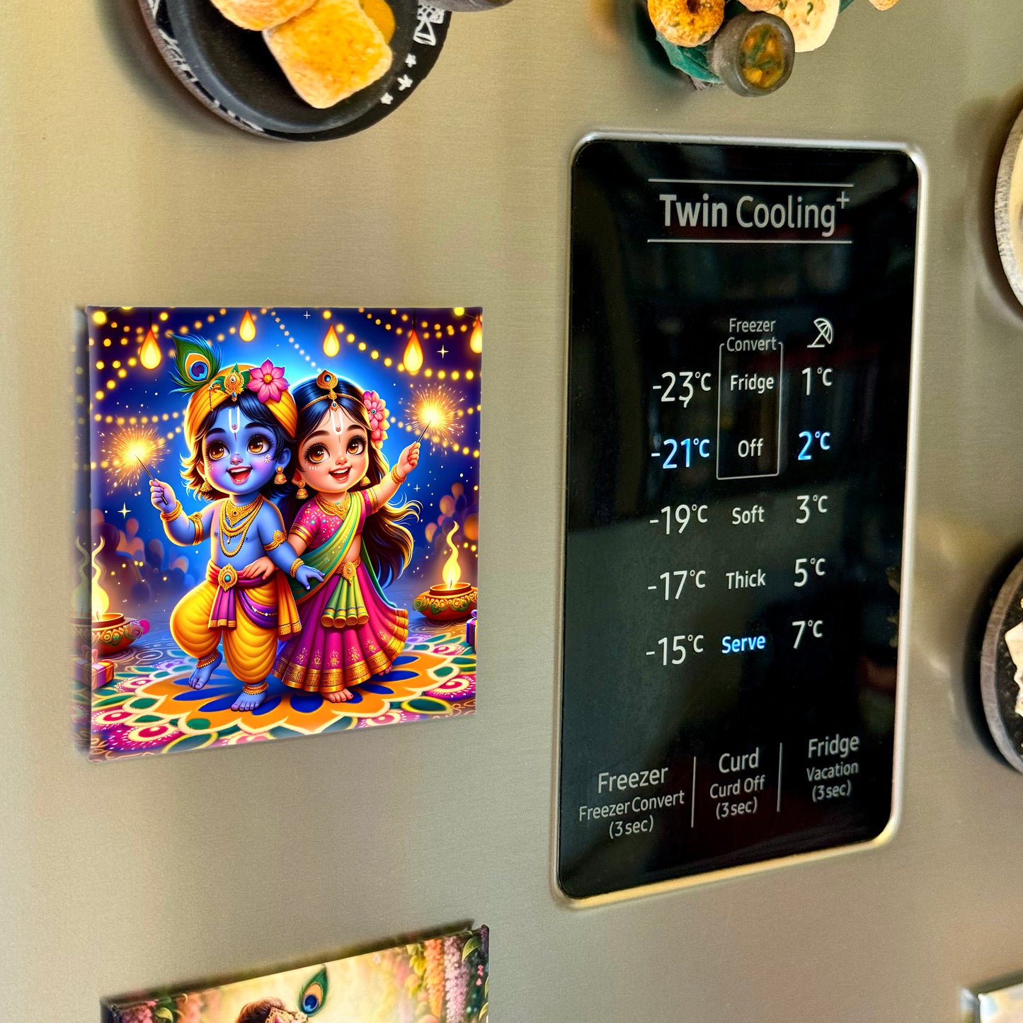 63mm Square Fridge Magnet of Lord Radha Krishna 110046
