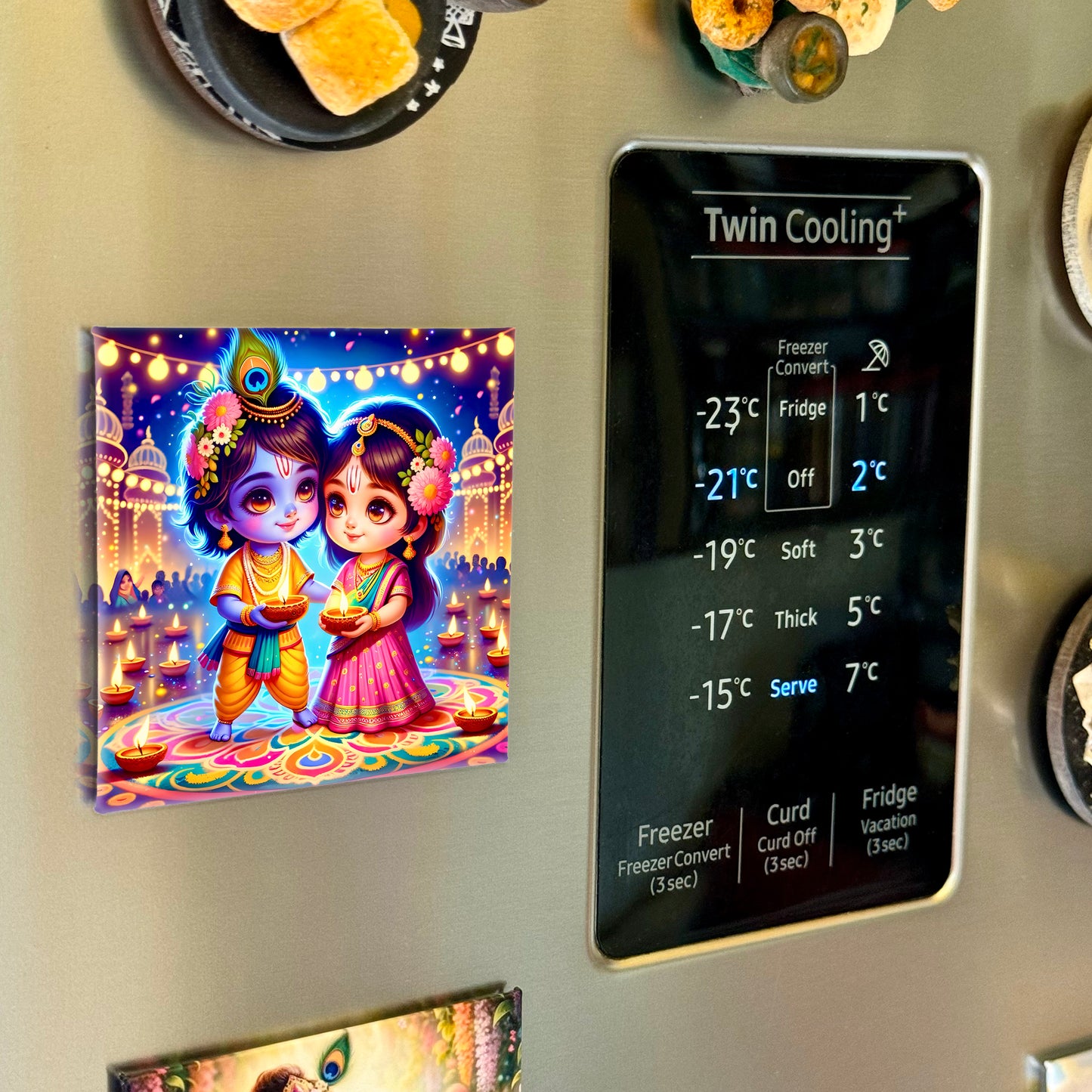 63mm Square Fridge Magnet of Lord Radha Krishna 110048