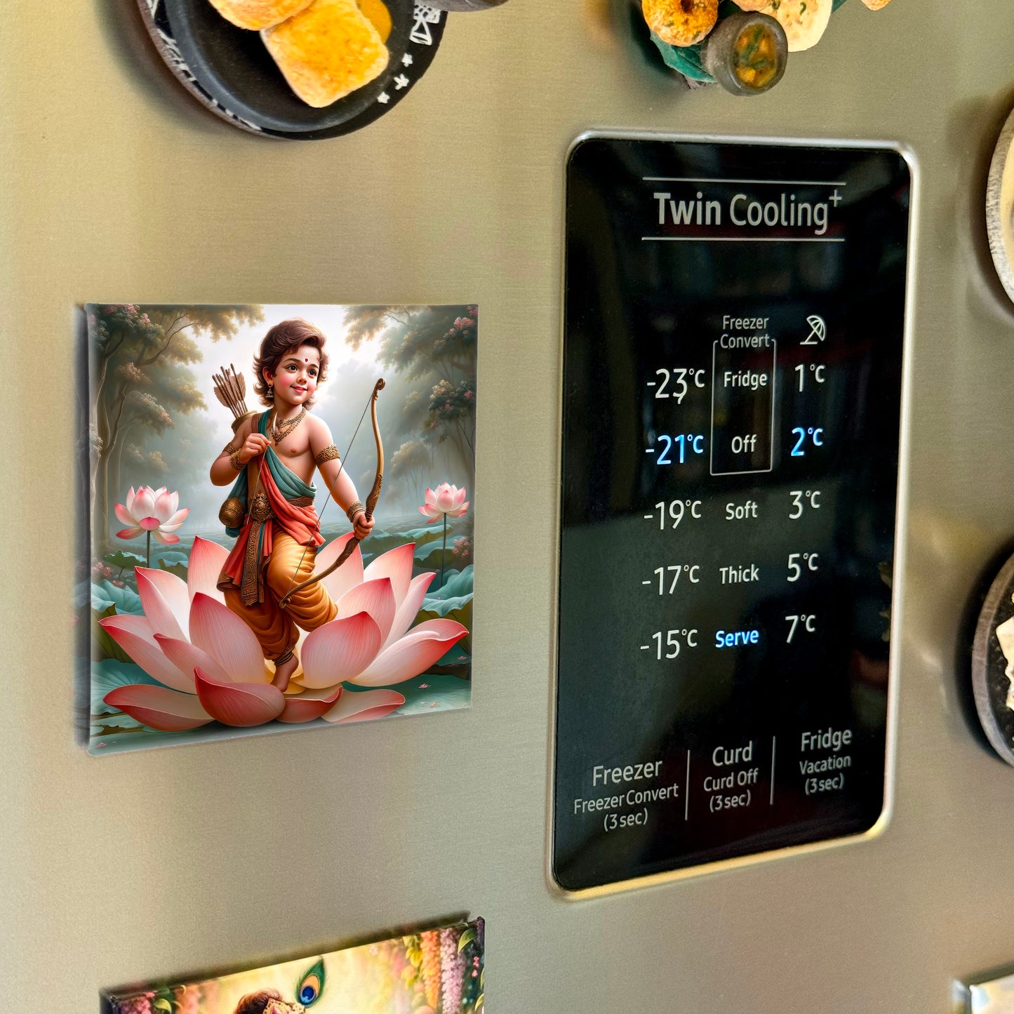 63mm Square Fridge Magnet of Cute Shree Ram 110061