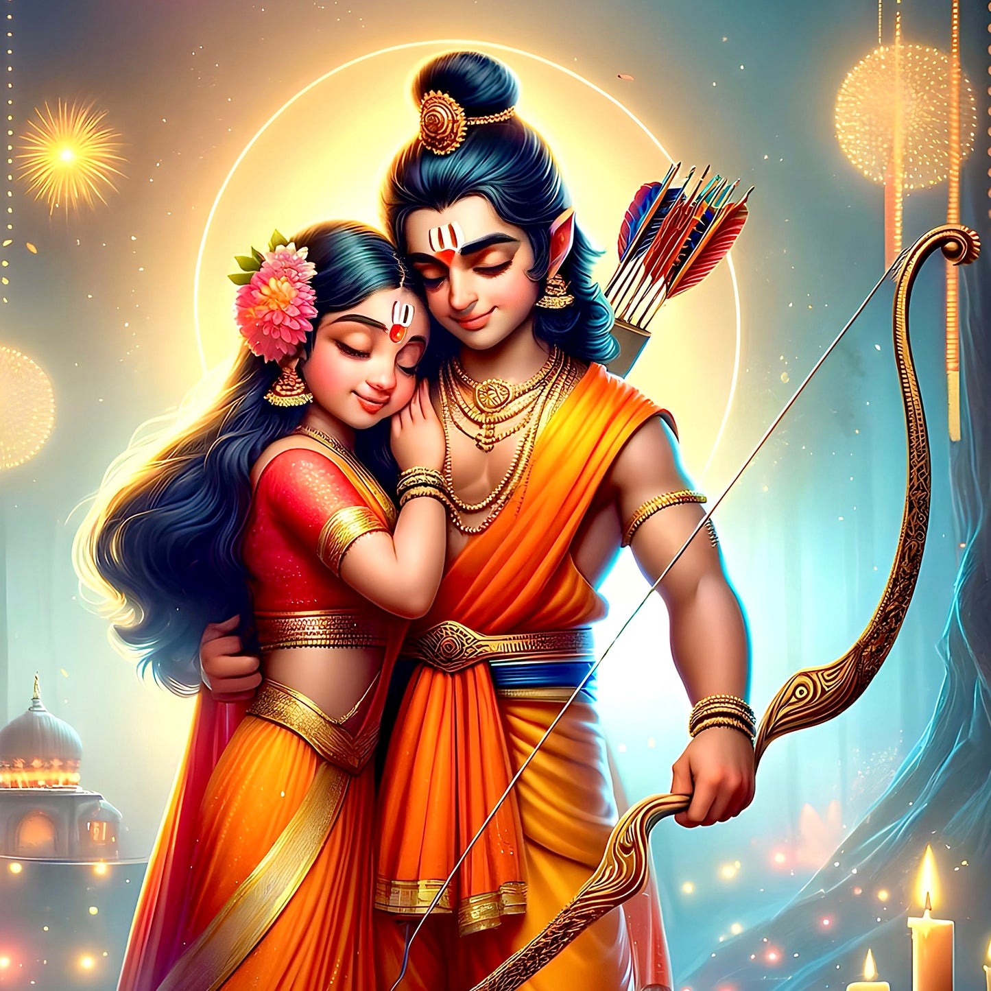 90mm x 90mm Glossy Photo Print of Lord Ram and Sita 110056