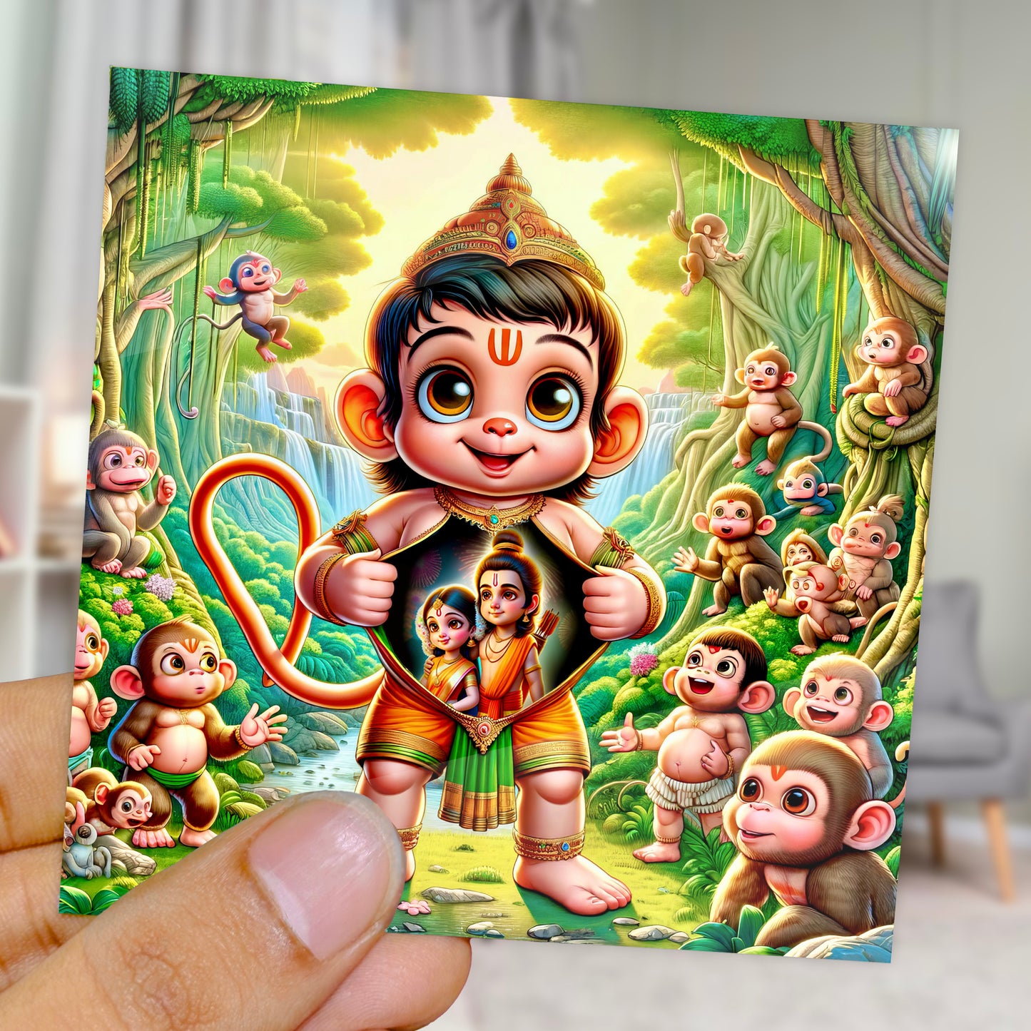 90mm x 90mm Glossy Photo Print of Lord Hanuman 110012