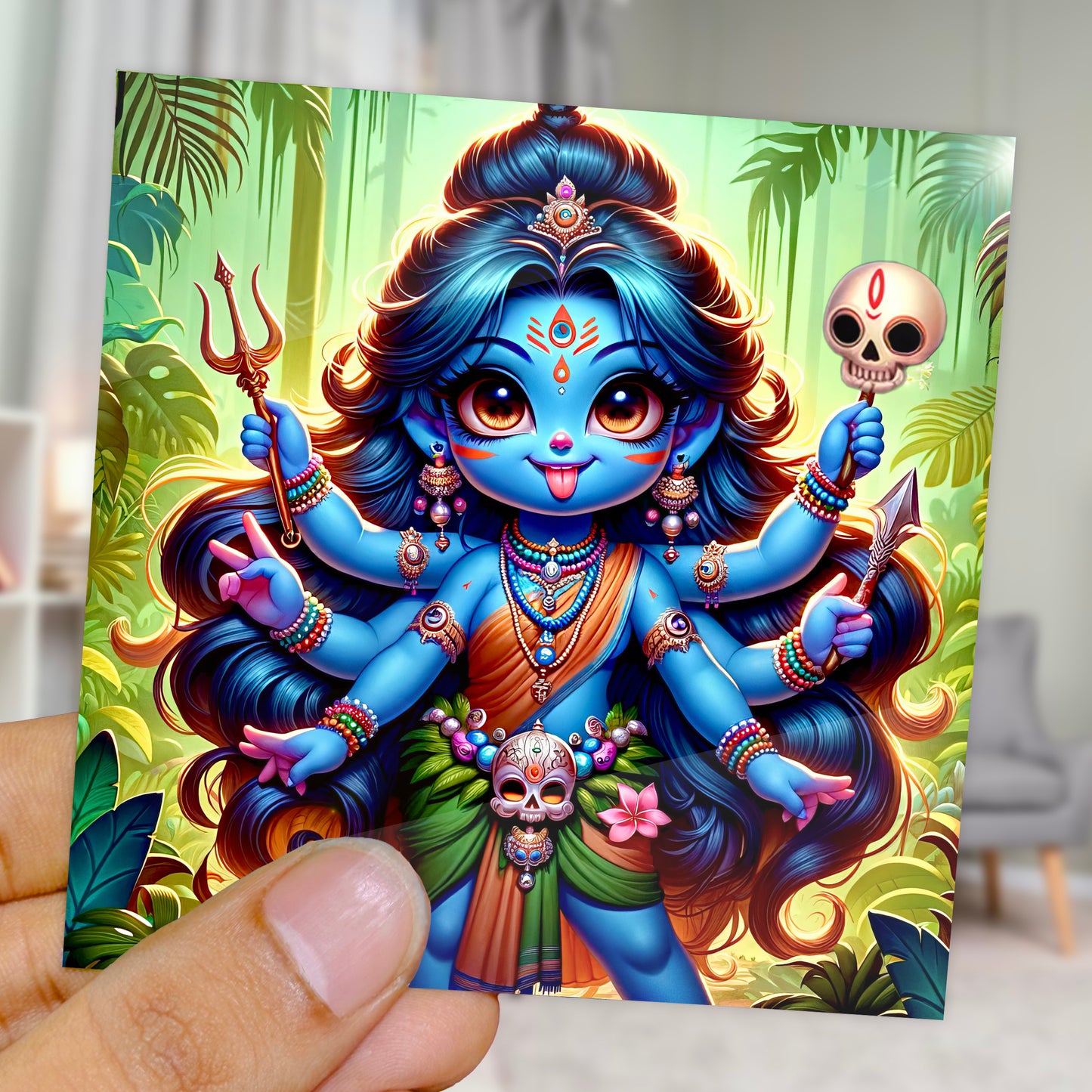 90mm x 90mm Glossy Photo Print of Goddess Mahakali 110024