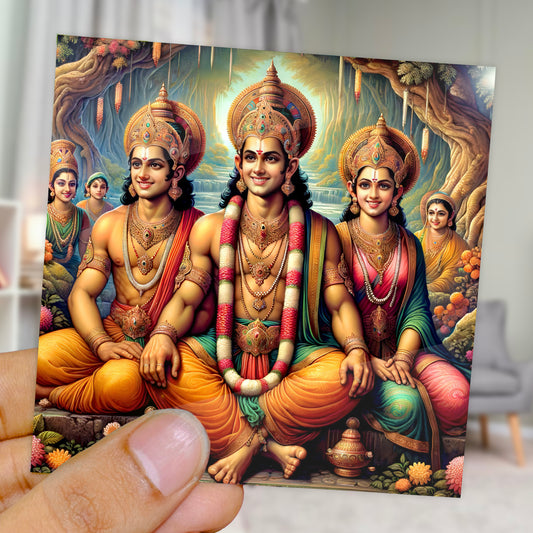 90mm x 90mm Glossy Photo Print of Lord Ram, Laxman and Janki 110033