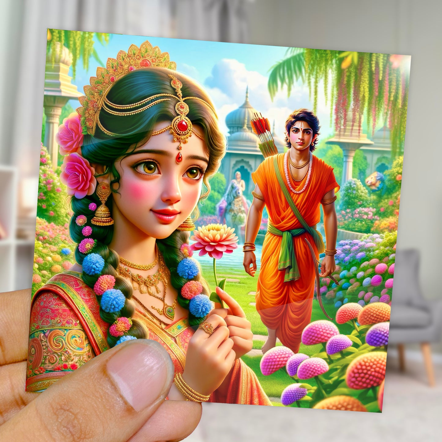 90mm x 90mm Glossy Photo Print of Maa Sita and Ram 110039