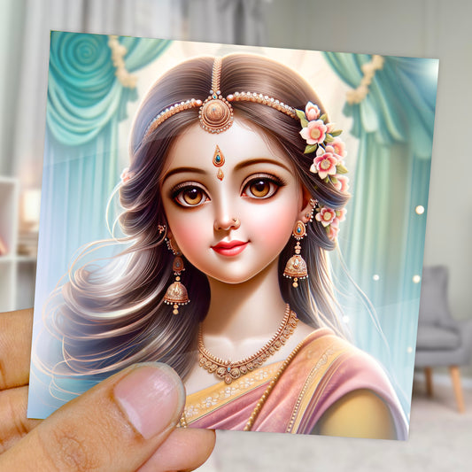 90mm x 90mm Glossy Photo Print of Goddess Radharani 110057