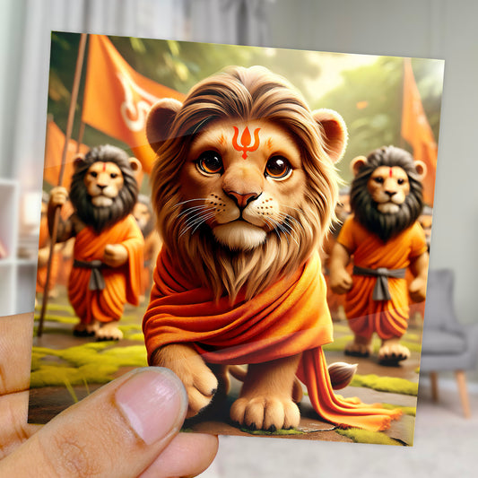 90mm x 90mm Glossy Photo Print of Cute Hindu Tiger 110059