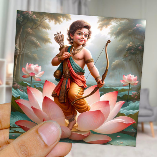 90mm x 90mm Glossy Photo Print of Cute Shree Ram 110061