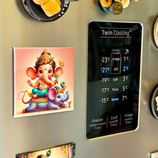 63mm Square Fridge Magnet of Cute Lord Ganesha 110001