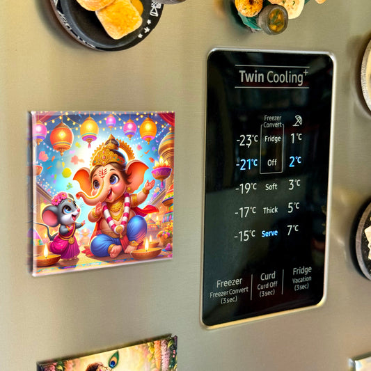 63mm Square Fridge Magnet of Lord Ganesha 110029