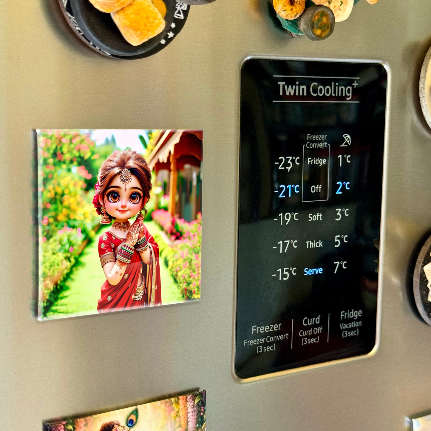 63mm Square Fridge Magnet of Cute Indian Bride 110030