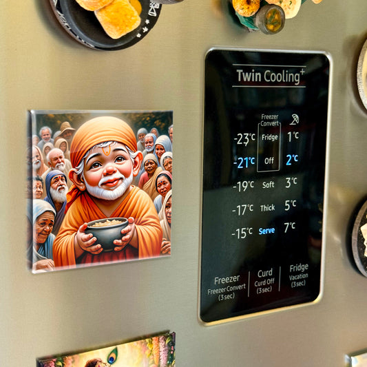 63mm Square Fridge Magnet of Cute Sai Baba 110034