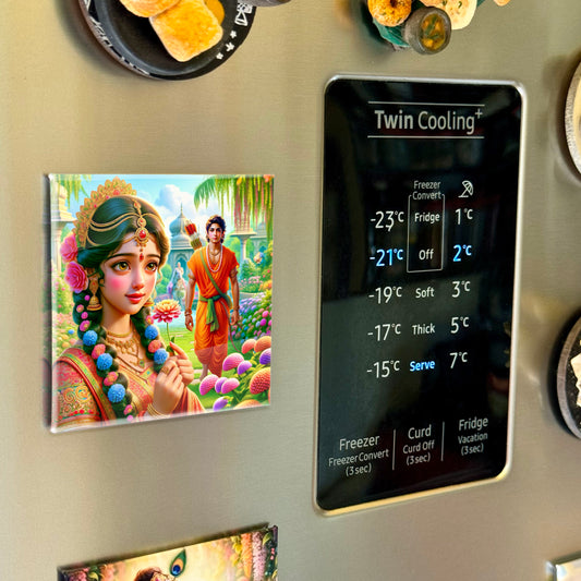 63mm Square Fridge Magnet of Maa Sita and Ram 110039