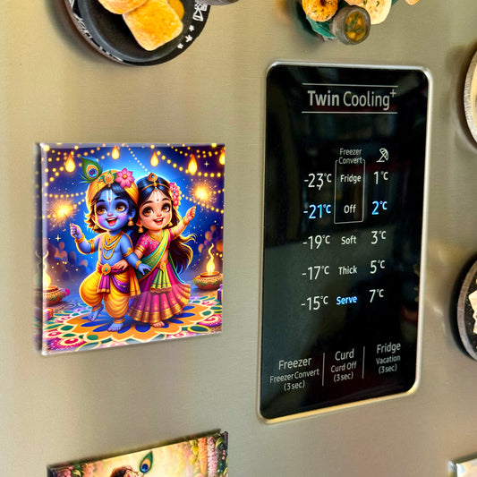 63mm Square Fridge Magnet of Lord Radha Krishna 110046