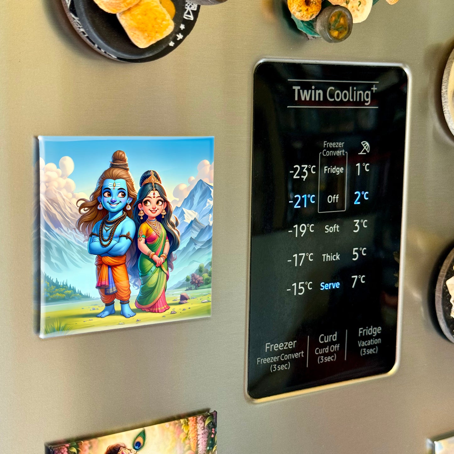 63mm Square Fridge Magnet of Lord Shiva Parvati 110055