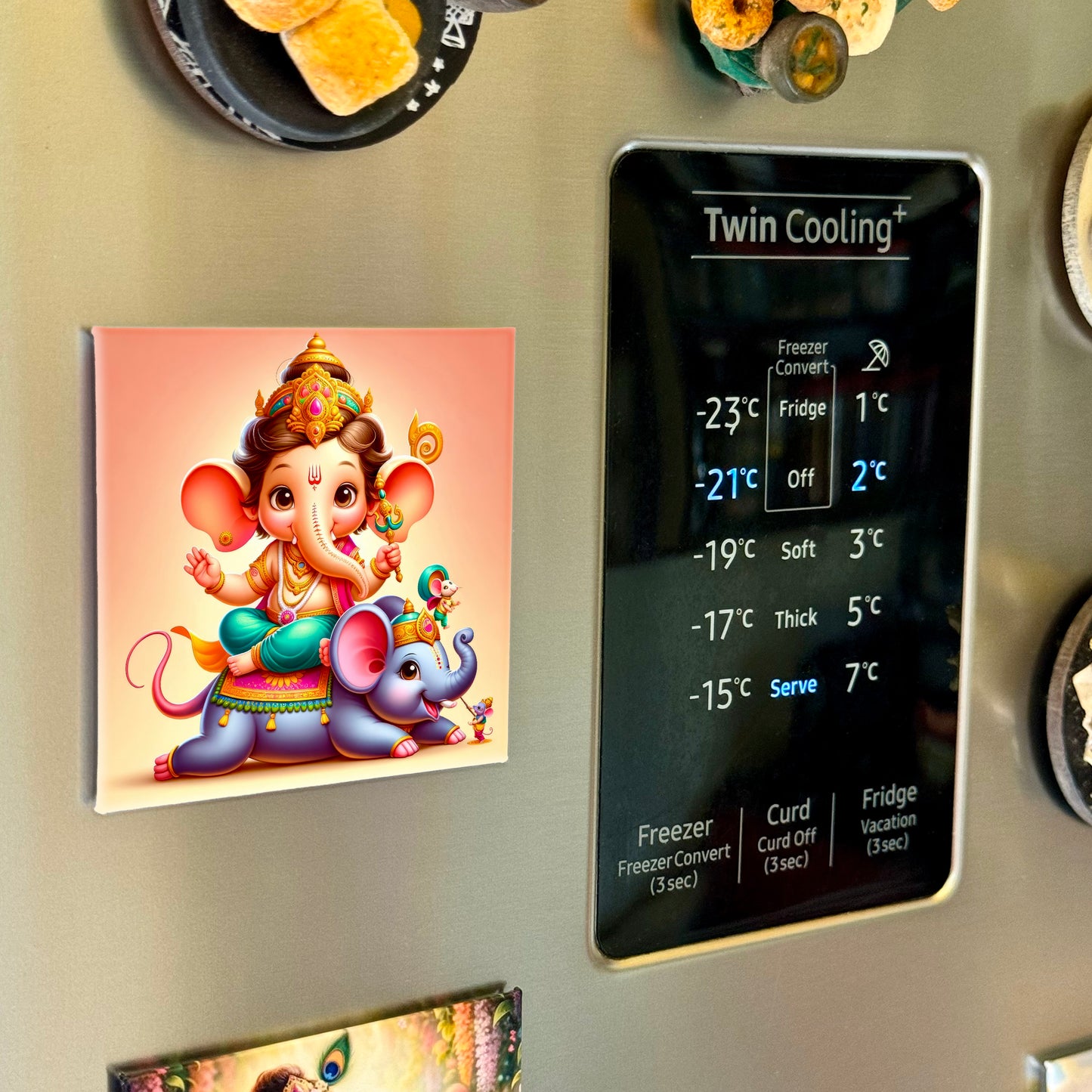 63mm Square Fridge Magnet of Cute Lord Ganesha 110001