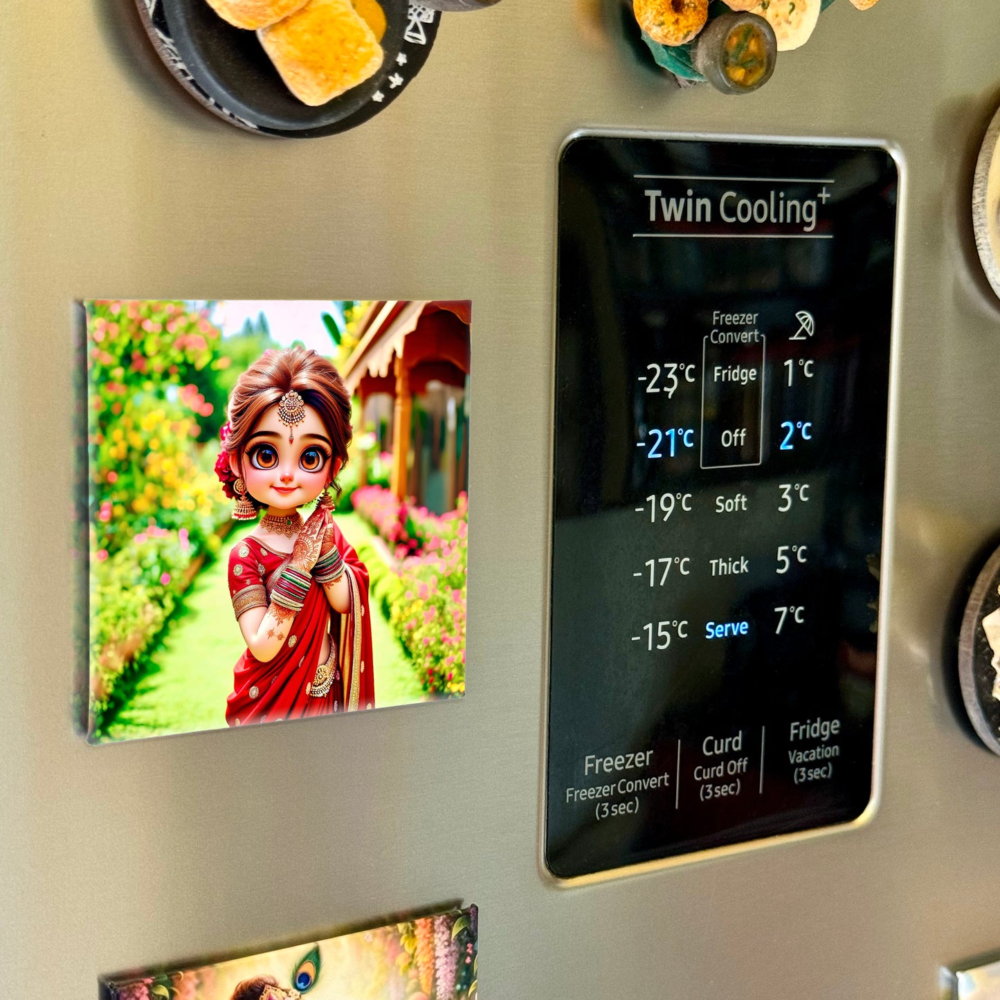 63mm Square Fridge Magnet of Cute Indian Bride 110030