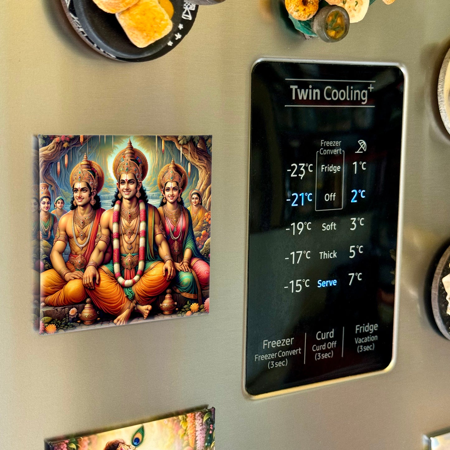 63mm Square Fridge Magnet of Lord Ram, Laxman and Janki 110033