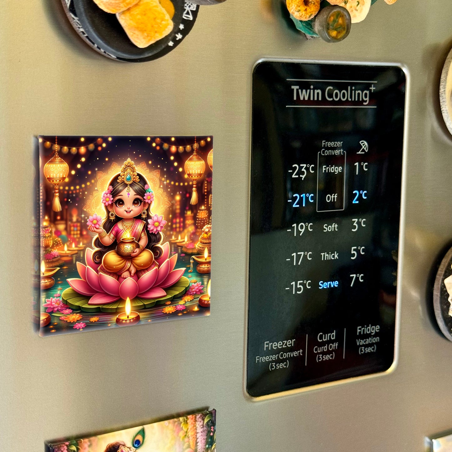 63mm Square Fridge Magnet of Goddess Mahalaxmi 110050