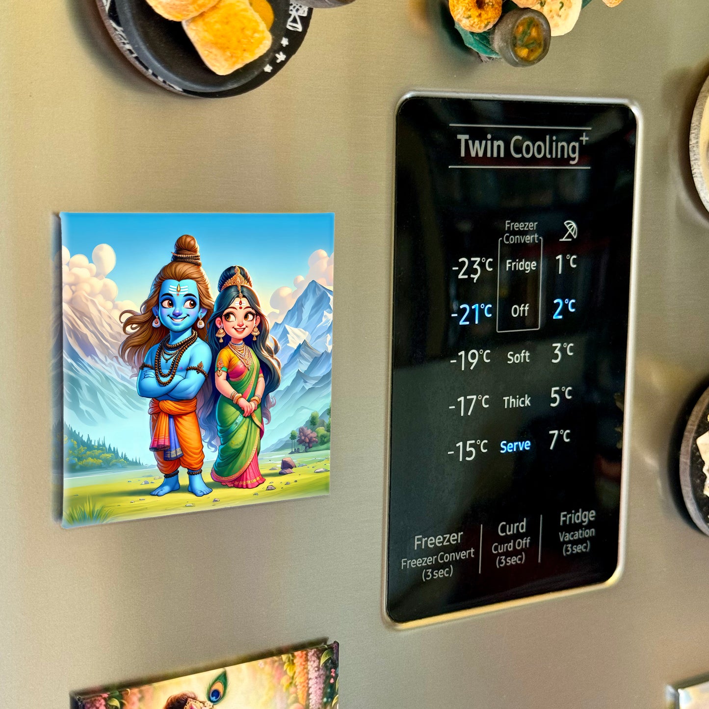 63mm Square Fridge Magnet of Lord Shiva Parvati 110055